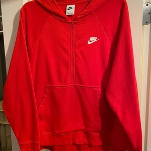 Nike sweatshirt, bright orangish-red
